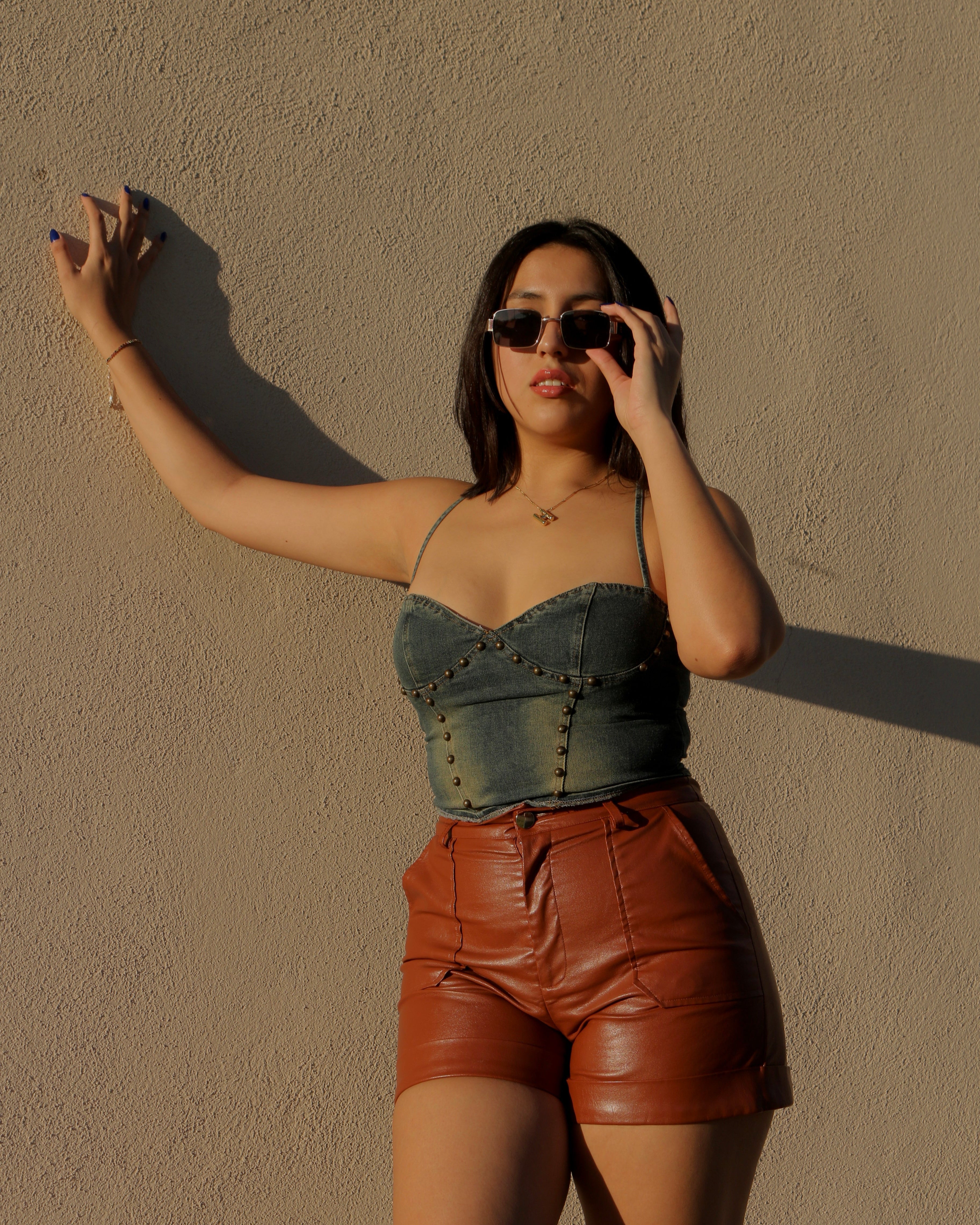 Bustier de mezclilla con remaches